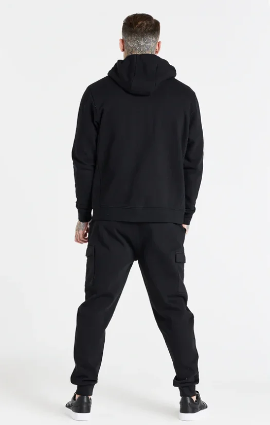 Sik Silk Pánske ČierneTepláky Essential Cargo Fleece Jogger