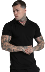Sik Silk Pánske Čierne Polo Tričko Smart Revere