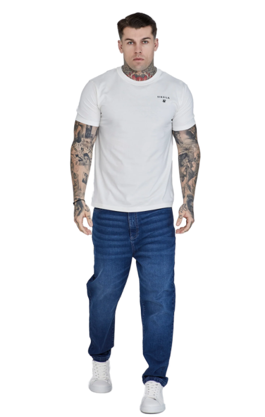 Sik Silk - Pánske Biele  Relaxed Fit T-Shirt - Veľkosť: M