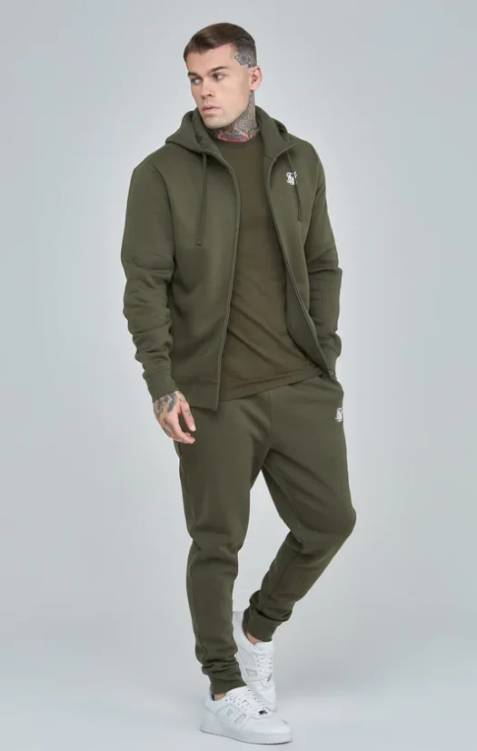 Sik Silk Pánska Mikina Khaki Essential Zip Through Funnel