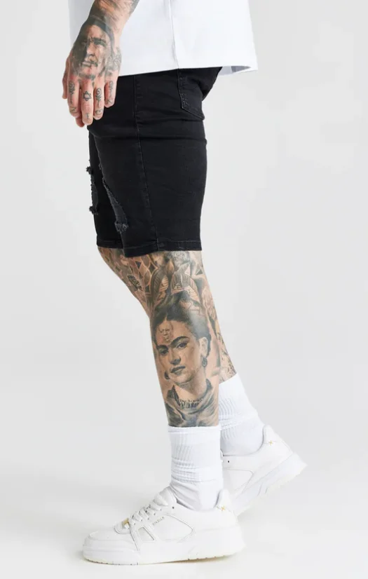 Sik Silk Pánske Čierne Kraťasy Distressed - Veľkosť: M