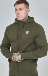 Sik Silk Pánska Mikina Khaki Essential Zip Through Funnel