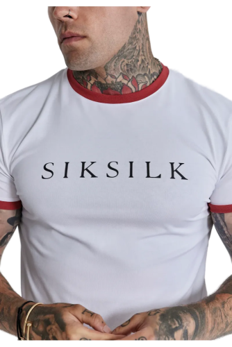 Sik Silk - Pánske Biele Tričko Ringer T-Shirt - Veľkosť: M