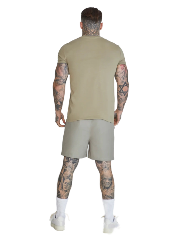 Sik Silk -  Pánske Khaki Tričko Muscle Fit - Veľkosť: XL