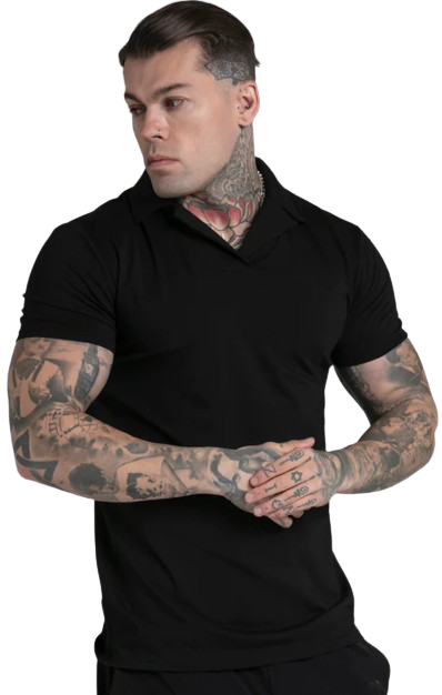 Sik Silk Pánske Čierne Polo Tričko Smart Revere
