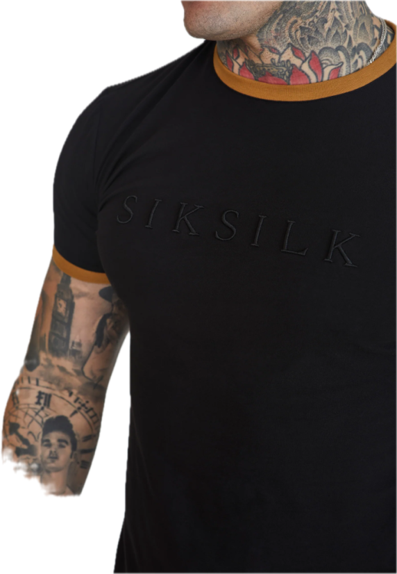 Sik Silk - Pánske Čierne Tričko Gold Ringer