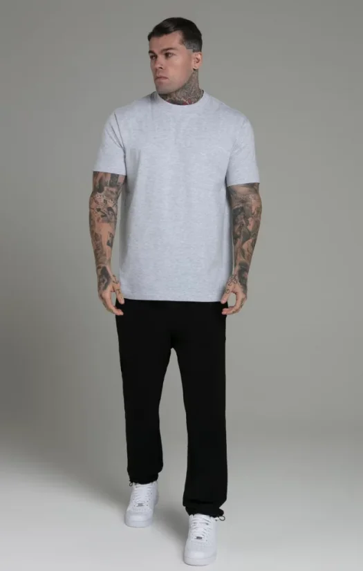 Sik Silk - Pánske Biele a Šedé Tričko Oversize Fit - Veľkosť: L