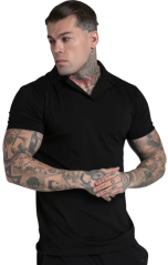 Sik Silk Pánske Čierne Polo Tričko Smart Revere