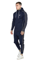 Sik Silk Pánska Modrá Teplákova Súprava Navy Taped Zip Thru Hoodie & Jogger Set