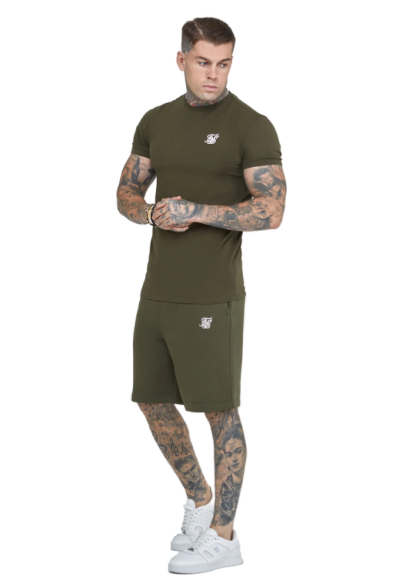 Sik Silk - Pánske Khaki Essential Fleece Short - Veľkosť: M