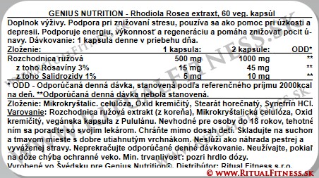 Genius – Rhodiola Rosea extrakt, 60kps