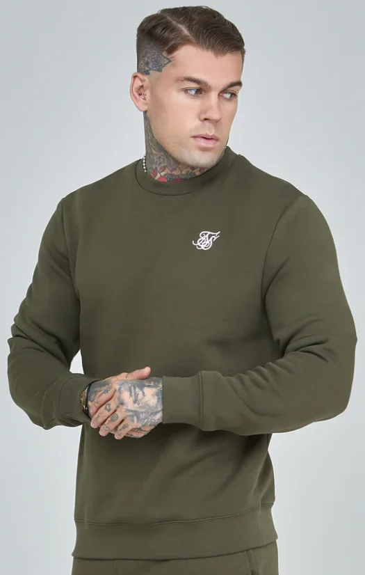 Sik Silk Pánska Mikina Khaki Essential - Veľkosť: M