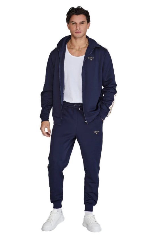 Sik Silk Pánska Mikina Zips  Navy - Veľkosť: M