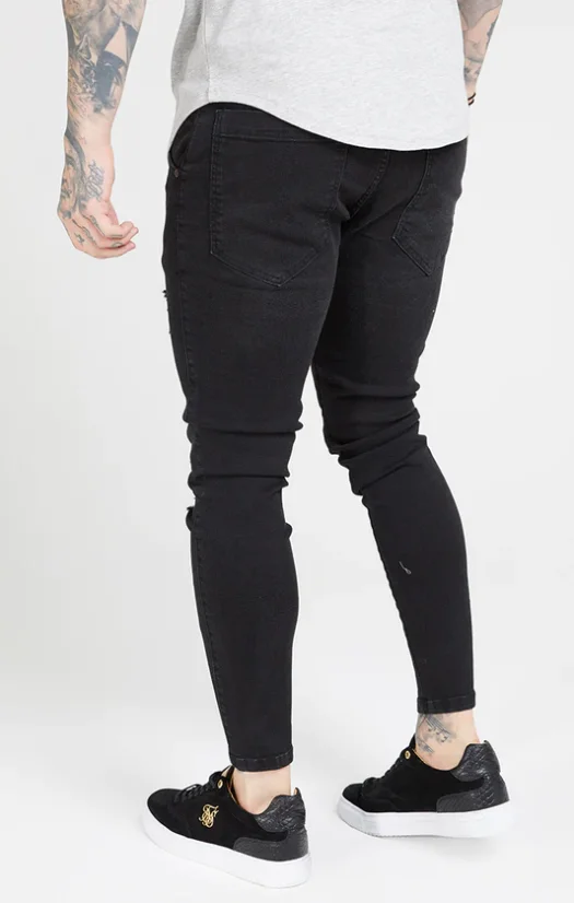 Sik Silk Pánske Čierne Jeansy Distressed Skinny Denims - Veľkosť: M