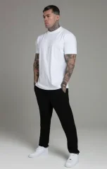 Sik Silk - Pánske Biele a Šedé Tričko Oversize Fit