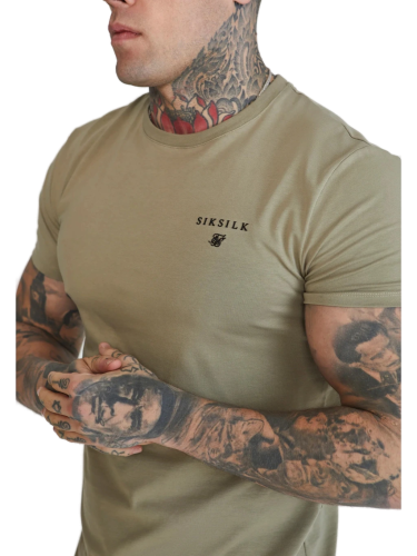 Sik Silk -  Pánske Khaki Tričko Muscle Fit