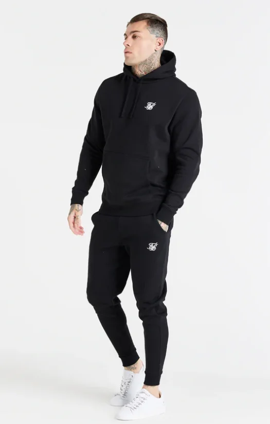 Sik Silk Pánska Čierna Mikina Essential Overhead - Veľkosť: L