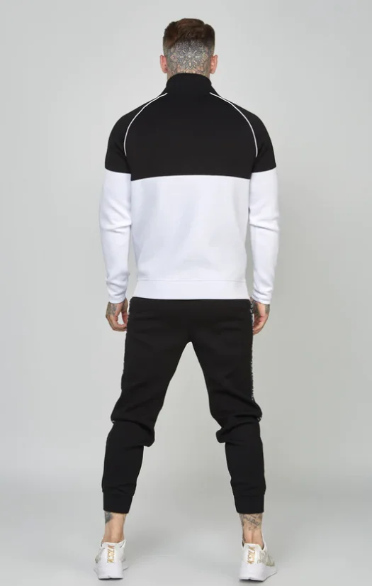 Sik Silk Pánska Čierno Biela Teplákova Súprava Taped Zip Top & Jogger Set