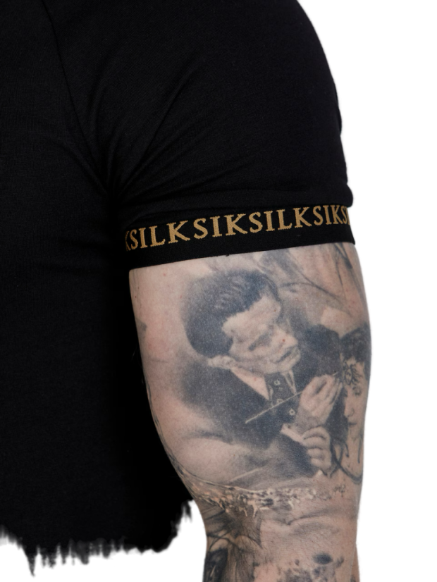 Sik Silk Pánske Čierne Tričko Gold Tech - Veľkosť: L