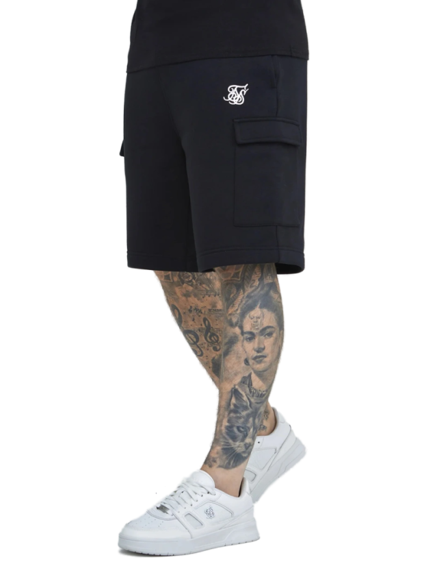 Sik Silk - Black Essential Cargo Fleece Short - Veľkosť: M