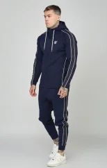 Sik Silk Pánska Modrá Teplákova Súprava Navy Taped Zip Thru Hoodie & Jogger Set