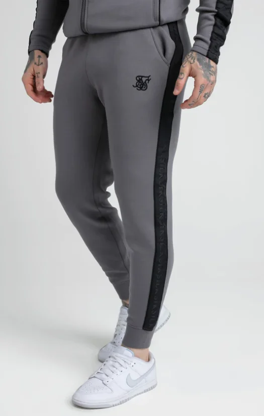 Sik Silk Pánska Šedá Tepláková Súprava Taped Zip Thru Hoodie & Jogger Set - Veľkosť: L