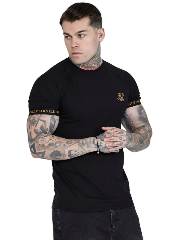 Sik Silk Pánske Čierne Tričko Gold Tech - Veľkosť: L