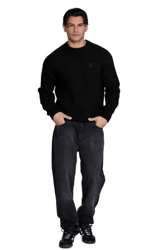 Sik Silk - Čierny Knitted Sweater - Veľkosť: XL