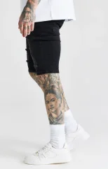 Sik Silk Pánske Čierne Kraťasy Distressed