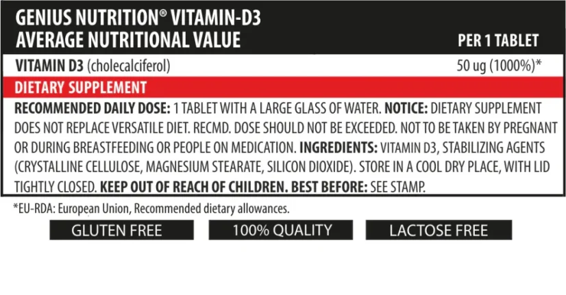 Genius - Vitamin D3, 90tbl - Balenie: 90tabl