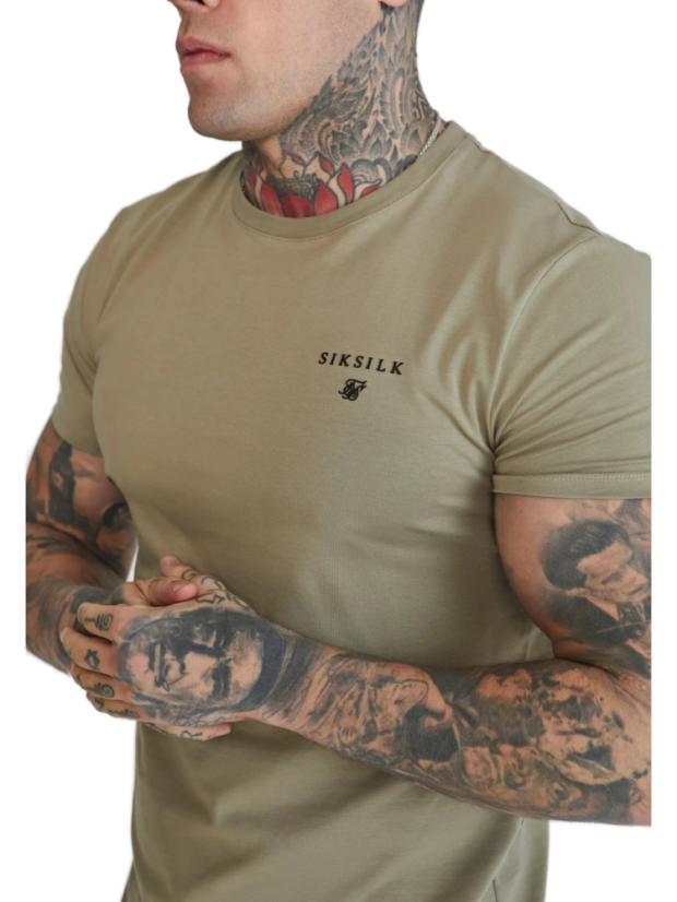 Sik Silk -  Pánske Khaki Tričko Muscle Fit - Veľkosť: XL