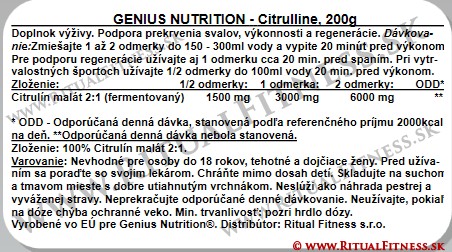 Genius – Citruline malate, 200g