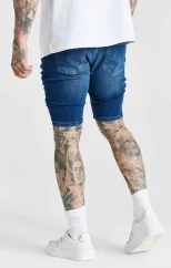 Sik Silk Pánske Tmavo Modré Kraťasy Distressed