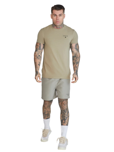 Sik Silk -  Pánske Khaki Tričko Muscle Fit
