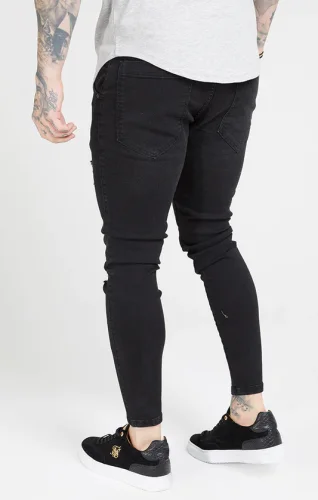 Sik Silk Pánske Čierne Jeansy Distressed Skinny Denims