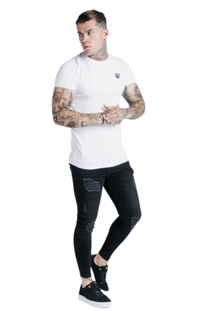Sik Silk Pánske Biele Tričko Essential Short Sleeve Muscle Fit - Veľkosť: XL