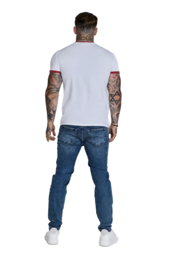 Sik Silk - Pánske Biele Tričko Ringer T-Shirt - Veľkosť: M