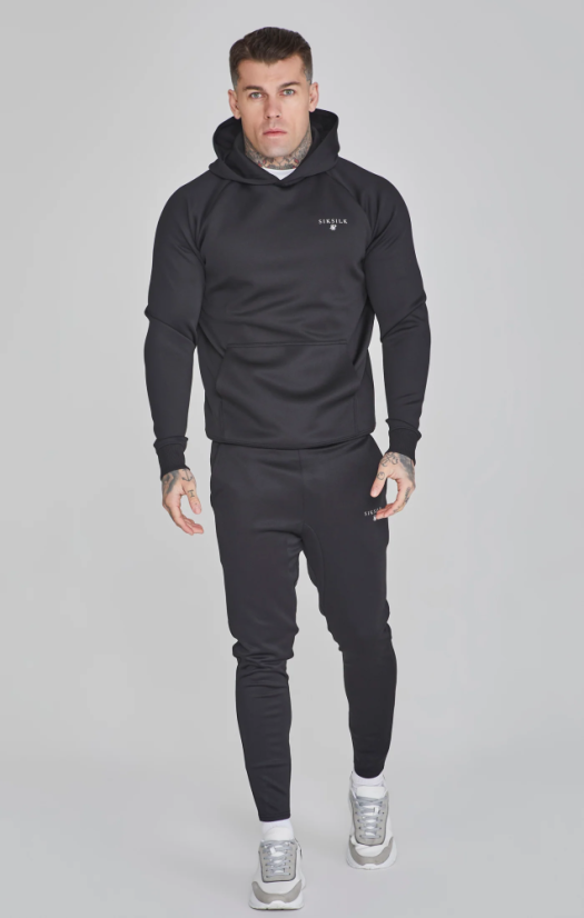 SikSilk - Pánska Čierna Mikina Muscle Fit Hoodie
