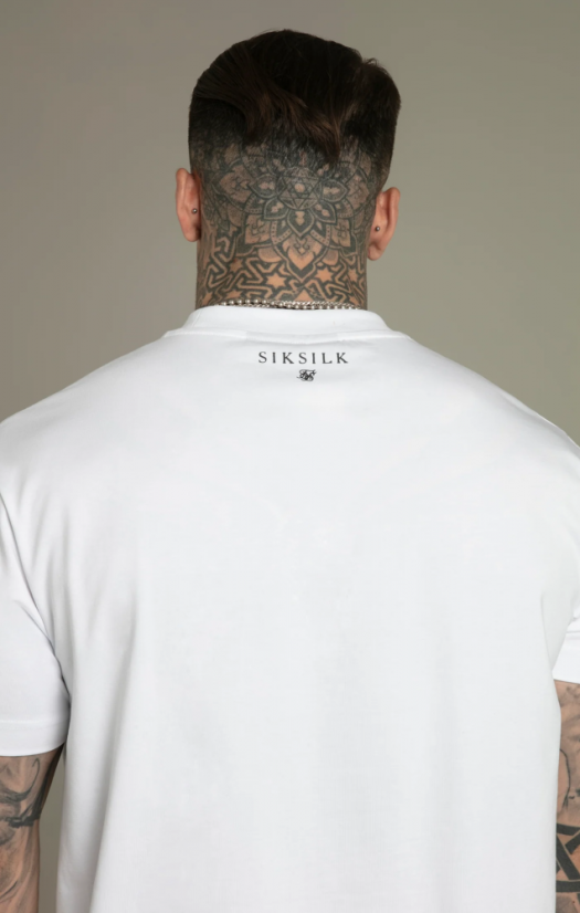 Sik Silk - Pánske Biele a Šedé Tričko Oversize Fit - Veľkosť: L