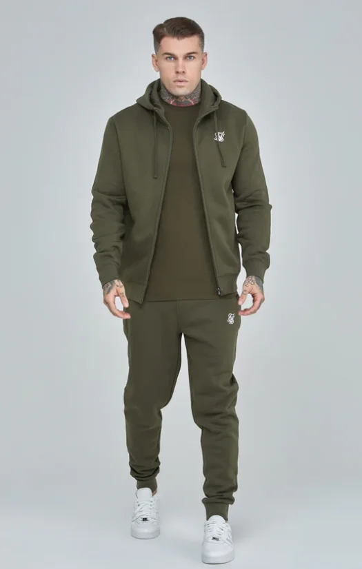 Sik Silk Pánska Mikina Khaki Essential Zip Through Funnel