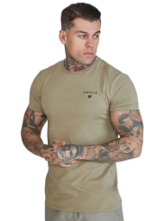 Sik Silk - Pánske Khaki Tričko Muscle Fit