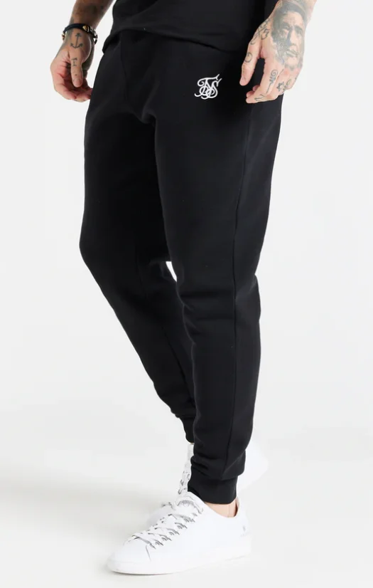 Sik Silk Pánske Čierne Tepláky Essential Cuffed - Veľkosť: M